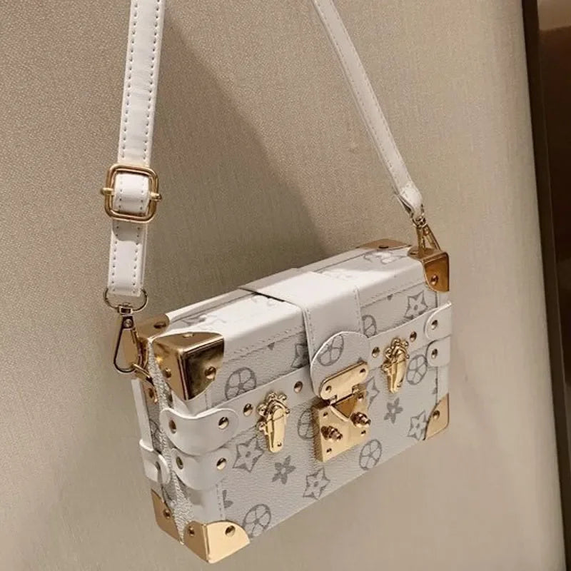 Vintage Printed Ladies Box Bag High Appearance Level New Luxury Retro Bag Flower Printed Square Bag Single Shoulder Ladies Bag W