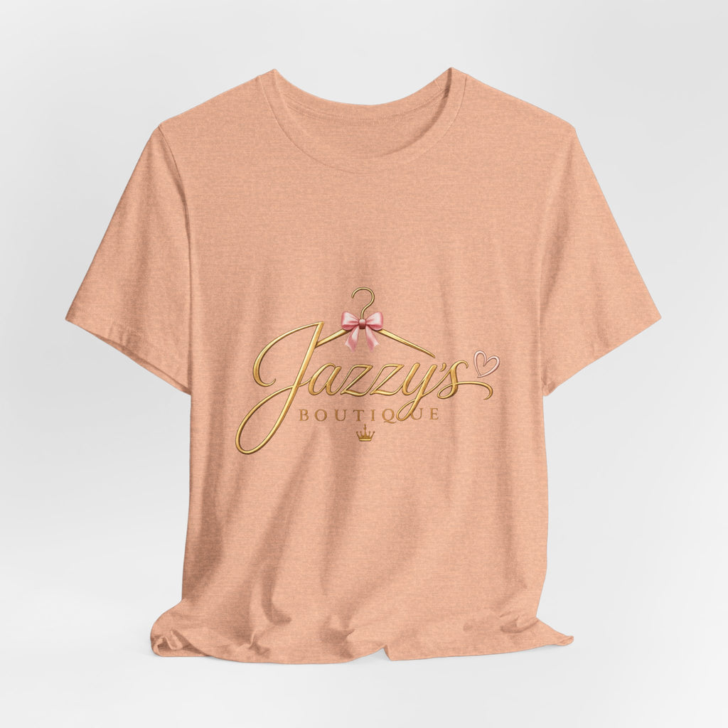 Boutique Logo Tee - "Jazzy's Boutique" Gold Script Women's Fashion T-Shirt