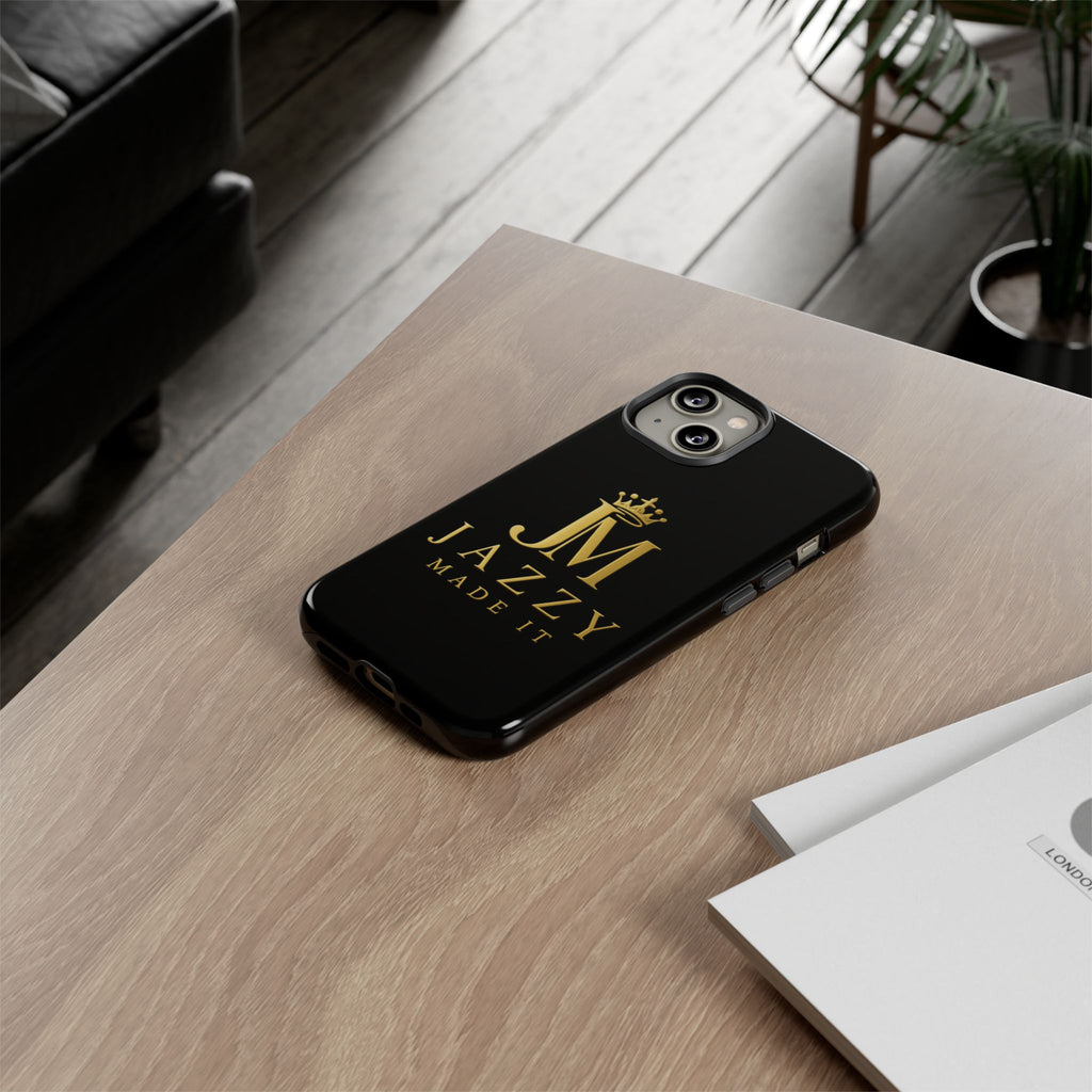 Phone Case — "Jazzy Made It" Black & Gold Tough Case