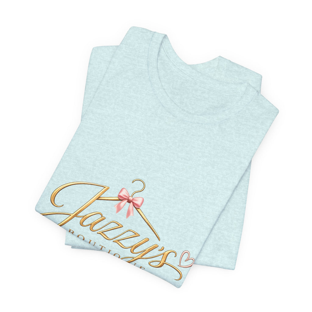 Boutique Logo Tee - "Jazzy's Boutique" Gold Script Women's Fashion T-Shirt