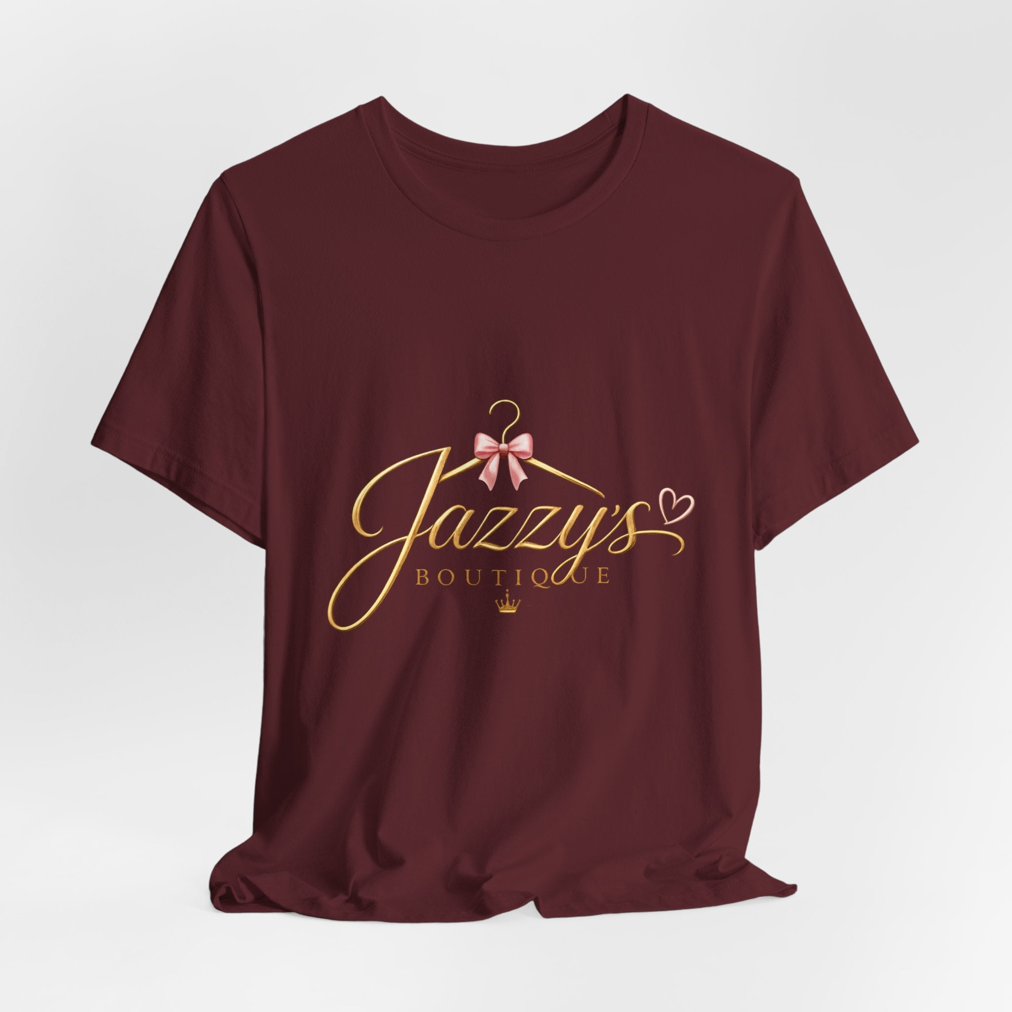 Boutique Logo Tee - "Jazzy's Boutique" Gold Script Women's Fashion T-Shirt