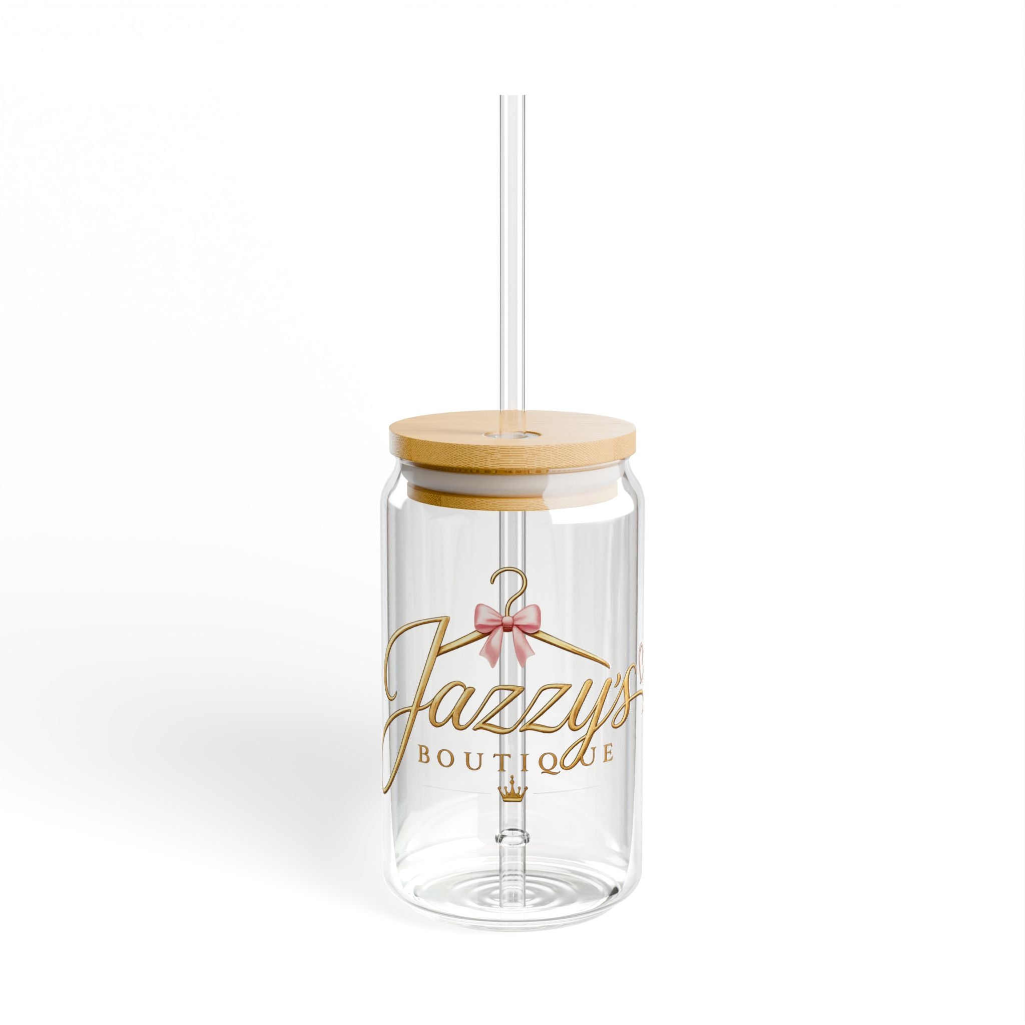 Glass Sipper Cup — Jazzy's Boutique Logo 16oz Reusable Straw Tumbler