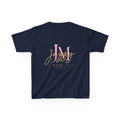 Kids Tee — Pink Initial 'M' with 'Jassy Made It' Gold Script