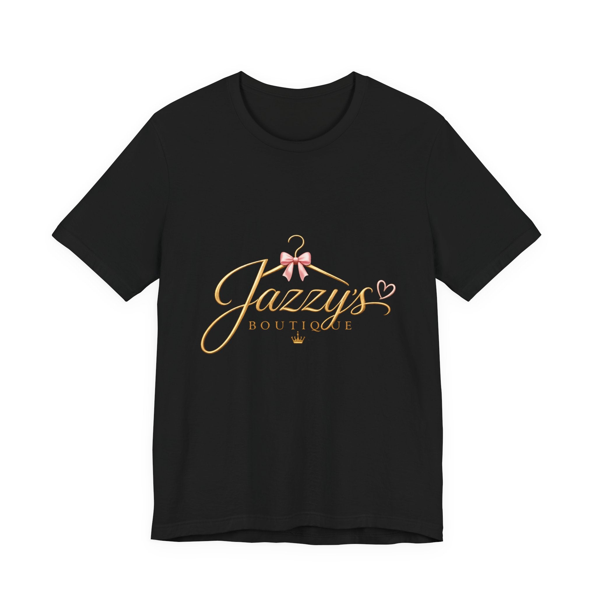 Boutique Logo Tee - "Jazzy's Boutique" Gold Script Women's Fashion T-Shirt