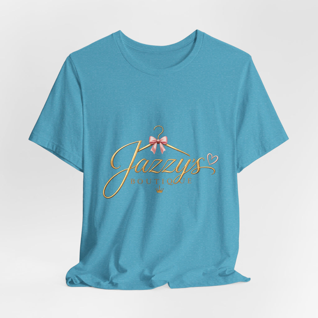 Boutique Logo Tee - "Jazzy's Boutique" Gold Script Women's Fashion T-Shirt