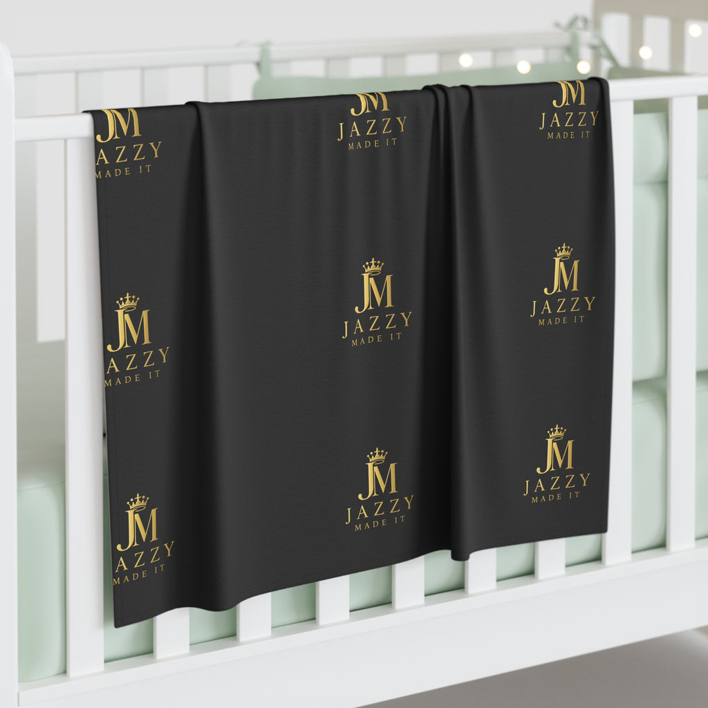 Jazzy's Boutique Baby Swaddle Blanket – Personalized Pink Bow & Gold Script Nursery Wrap