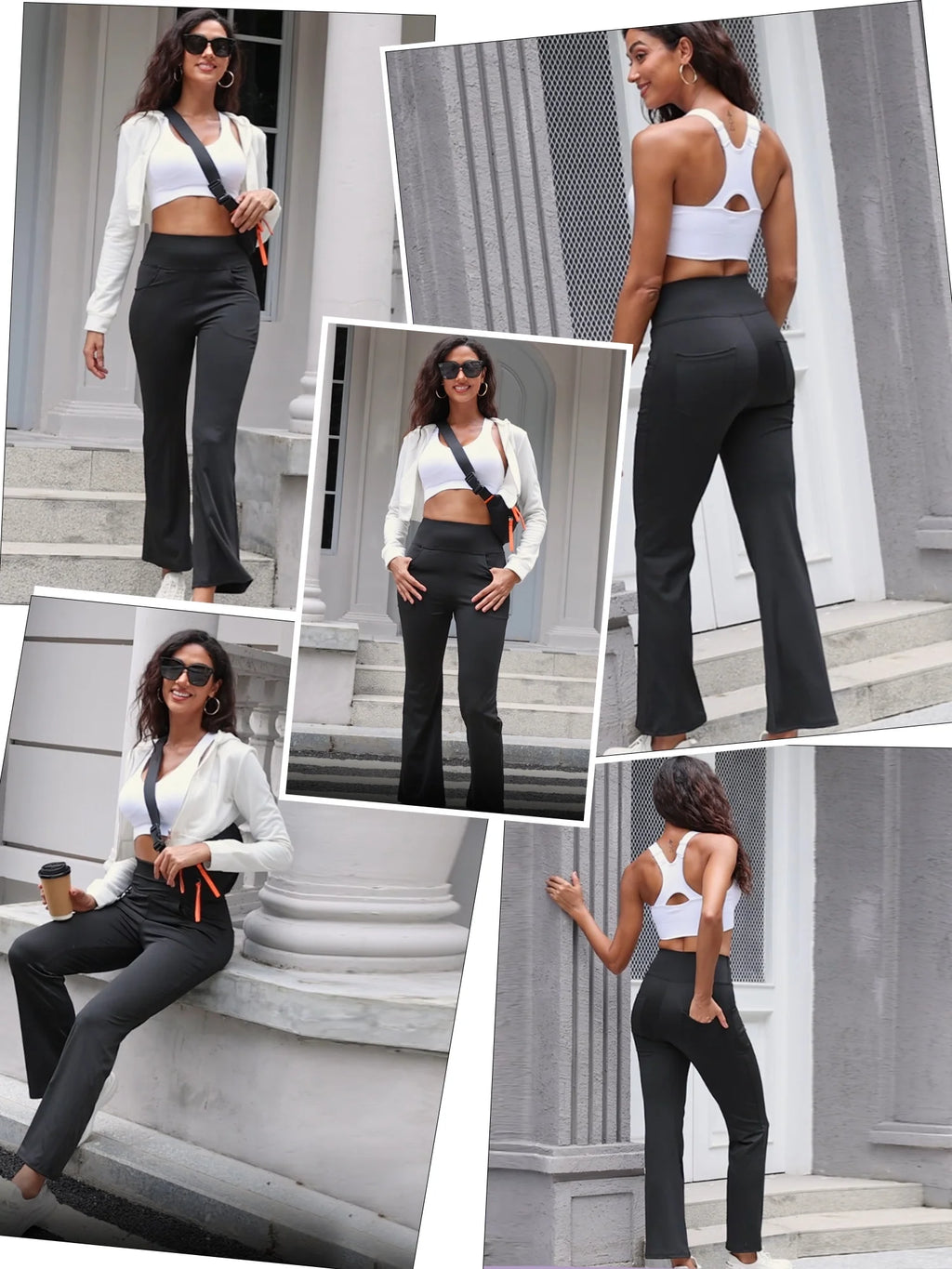 Womens Bootcut Yoga Pants Flare Legging with Pockets High Waist Lightweight Bottoms Workout Activewear Navy Blue 3XL