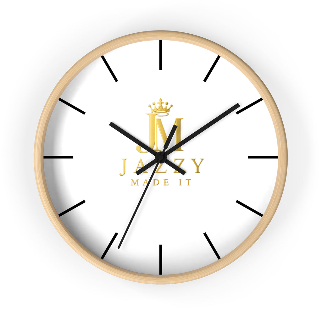 Minimalist Gold Crest Wall Clock — 'Jazzy Made It' Logo Decorative Clock