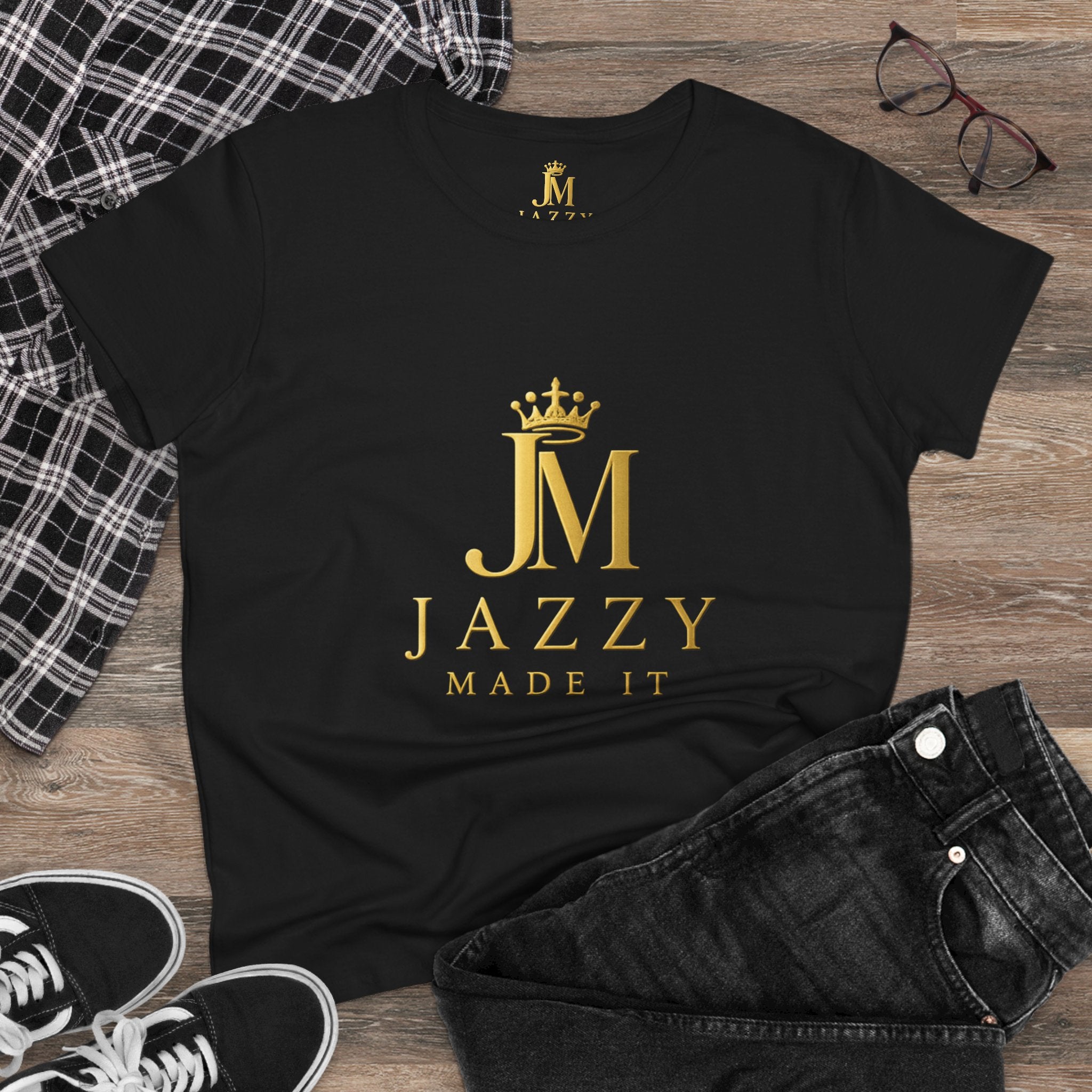 Women's Tee - "Jazzy Made It" Gold Crown Logo
