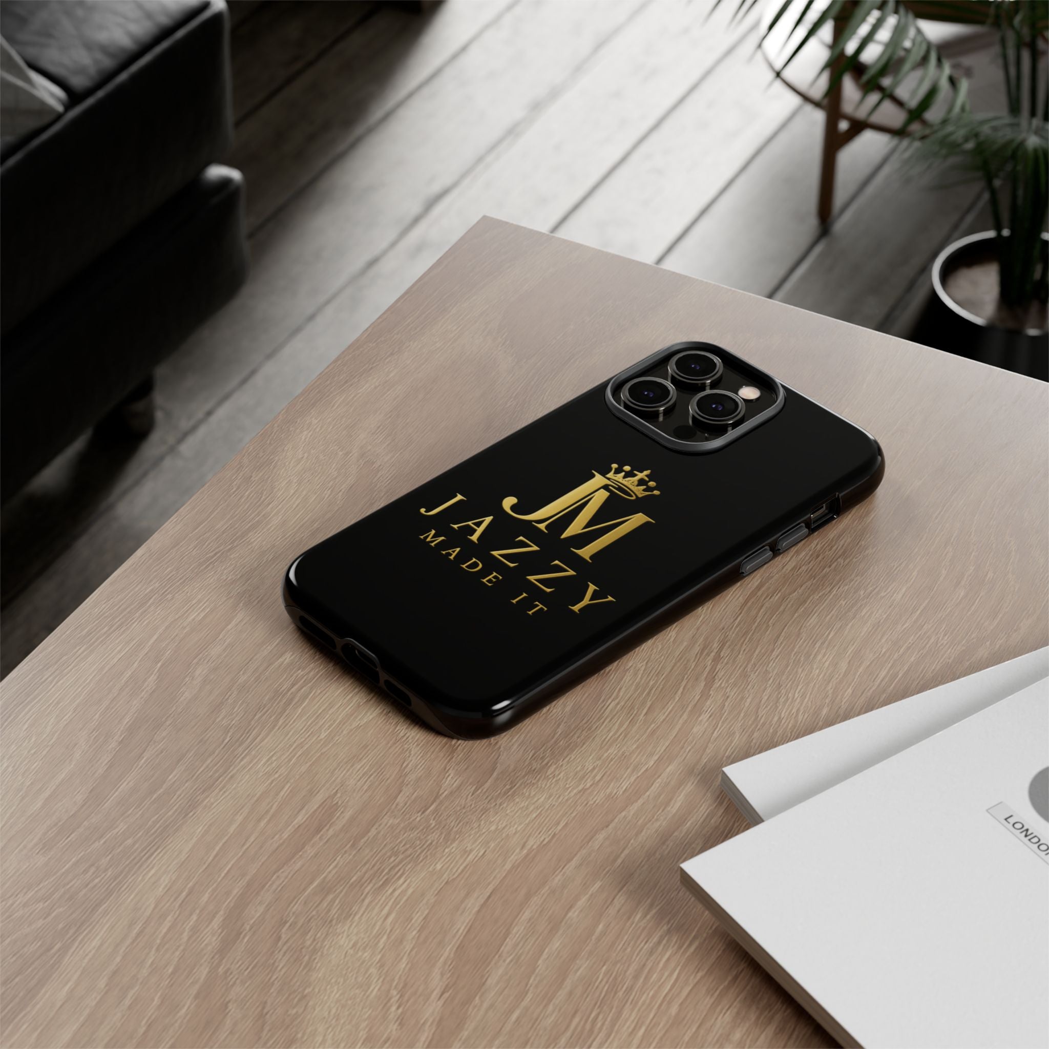 Phone Case — "Jazzy Made It" Black & Gold Tough Case