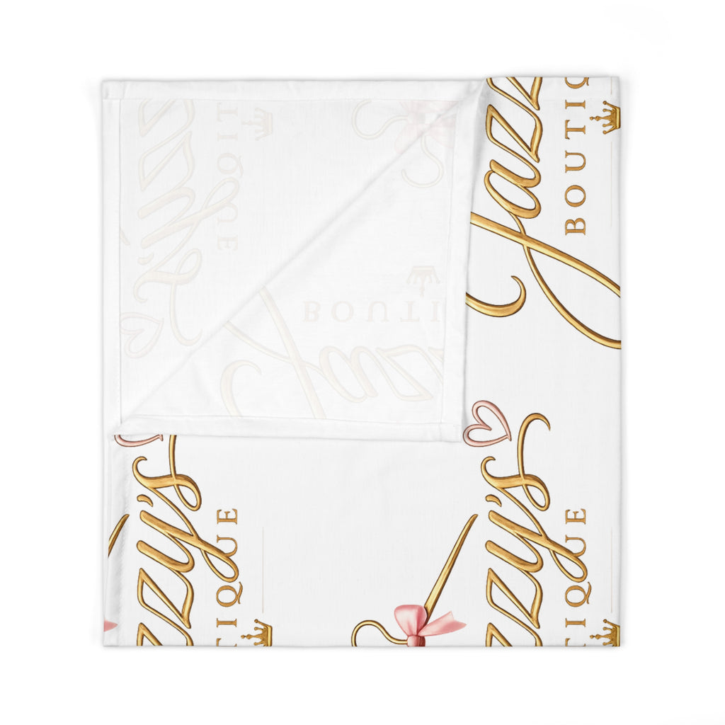 Personalized Baby Swaddle Blanket – 'Jazzy's Boutique' Logo Pattern Newborn Blanket