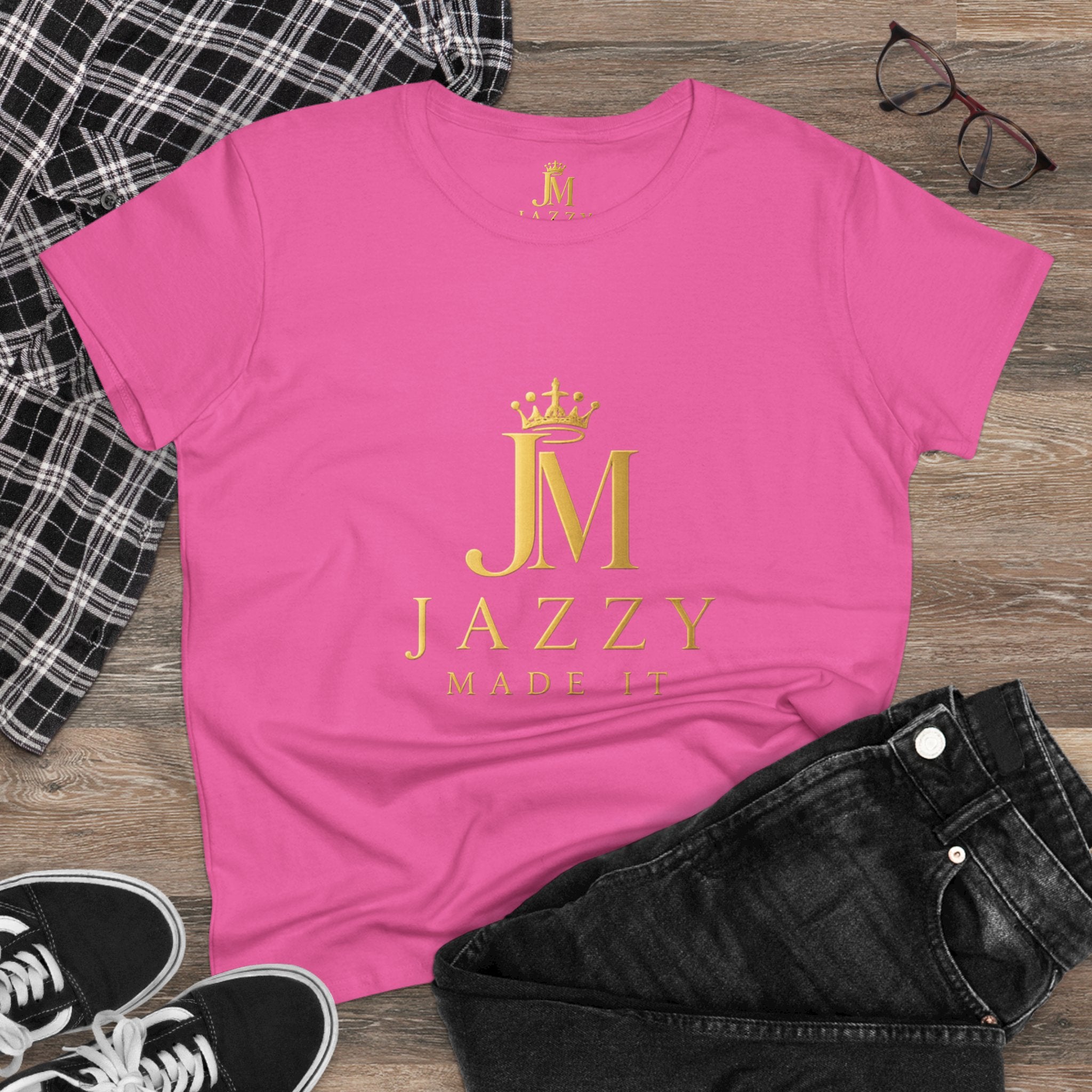 Women's Tee - "Jazzy Made It" Gold Crown Logo