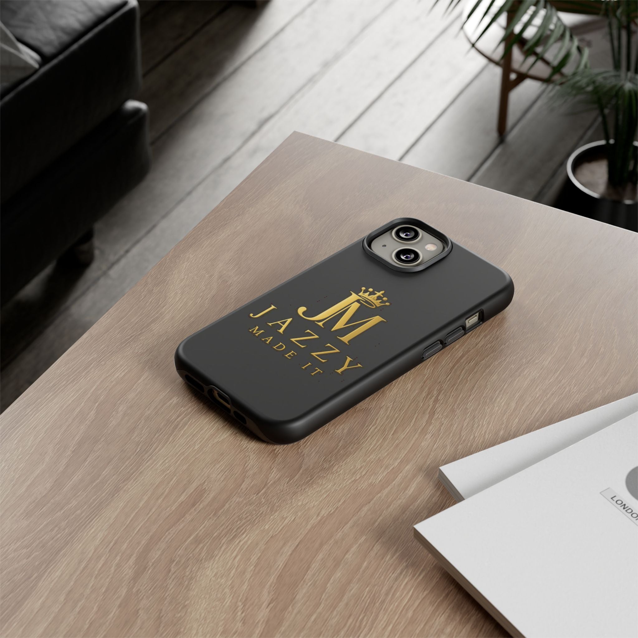 Phone Case — "Jazzy Made It" Black & Gold Tough Case