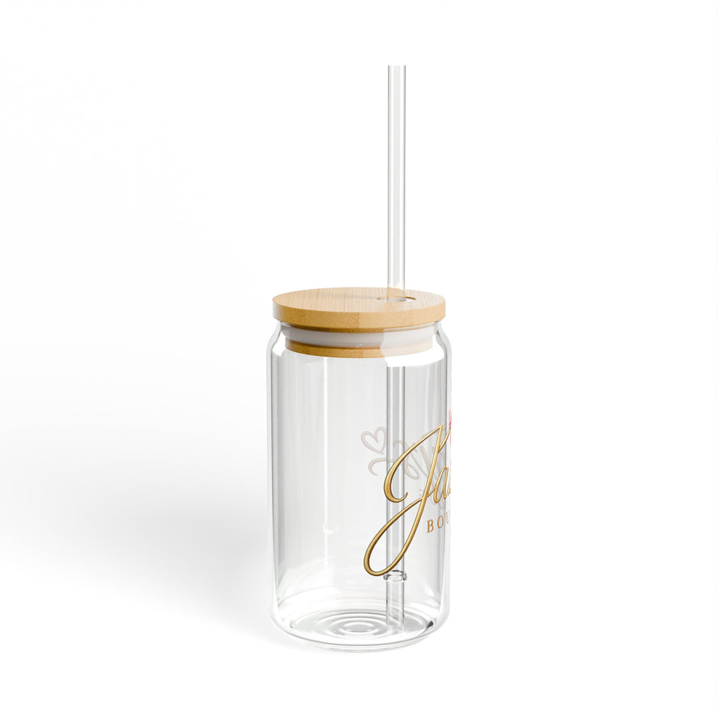 Glass Sipper Cup — Jazzy's Boutique Logo 16oz Reusable Straw Tumbler