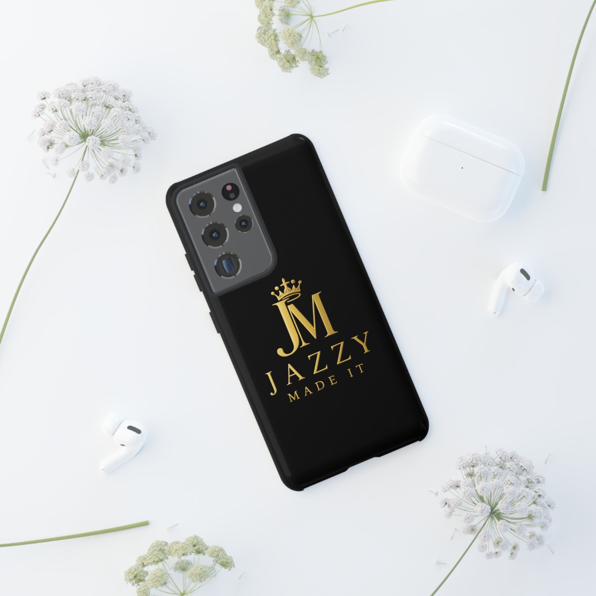Phone Case — "Jazzy Made It" Black & Gold Tough Case