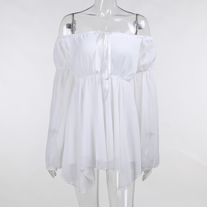 Asymmetrical One-Shoulder Chiffon Dress with Corset