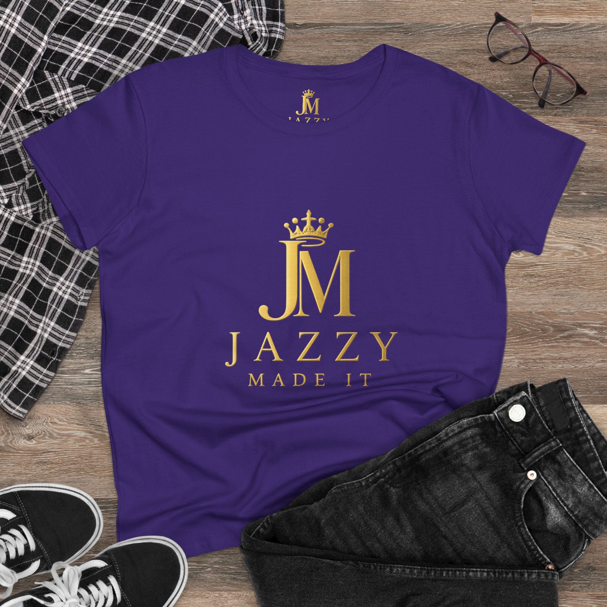 Women's Tee - "Jazzy Made It" Gold Crown Logo