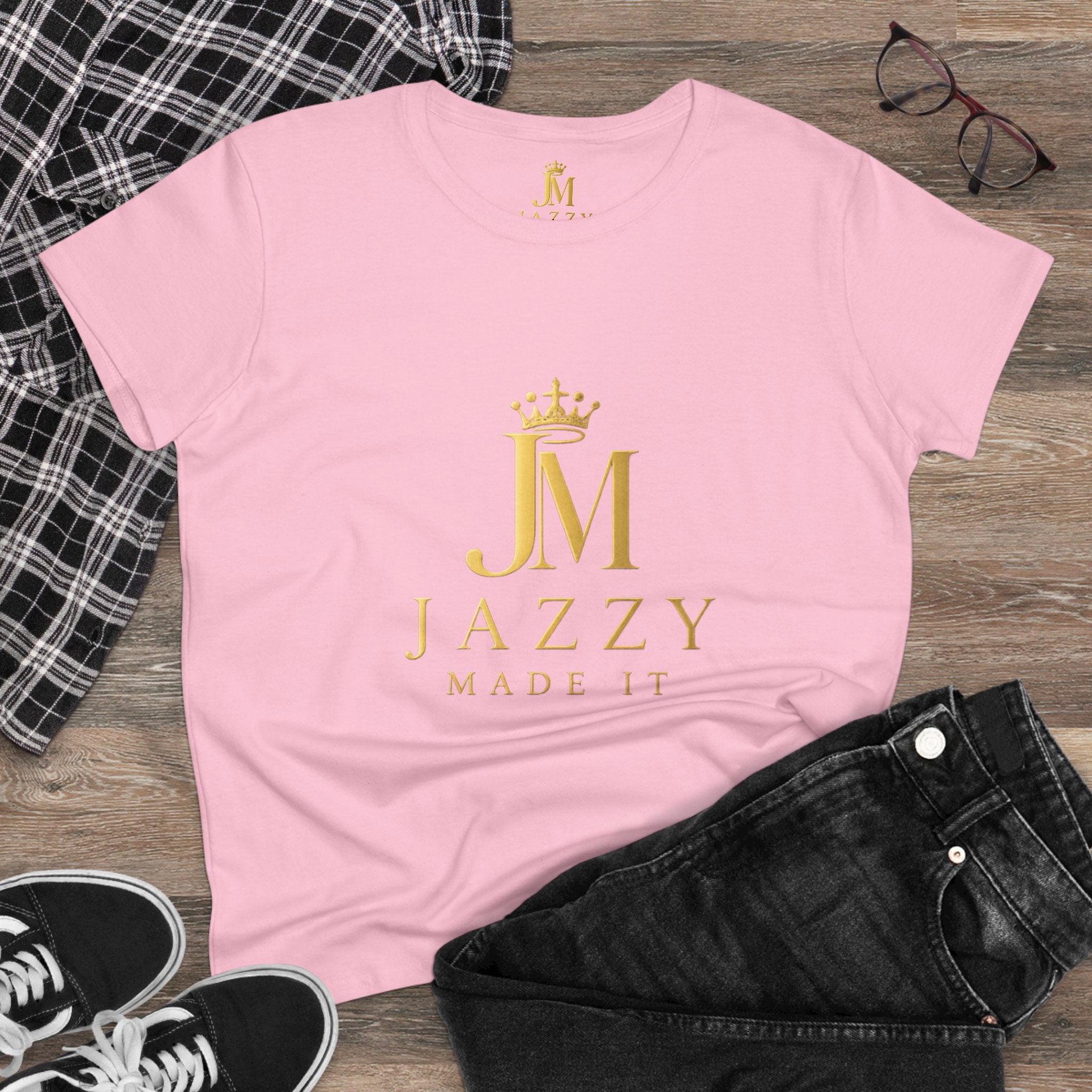 Women's Tee - "Jazzy Made It" Gold Crown Logo