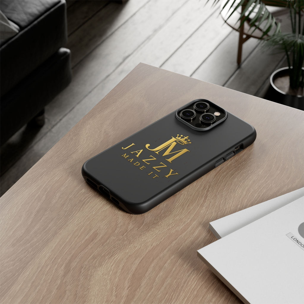 Phone Case — "Jazzy Made It" Black & Gold Tough Case