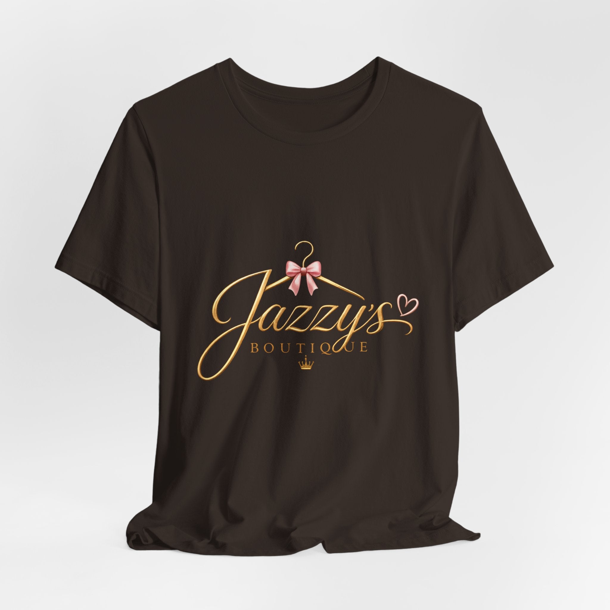 Boutique Logo Tee - "Jazzy's Boutique" Gold Script Women's Fashion T-Shirt