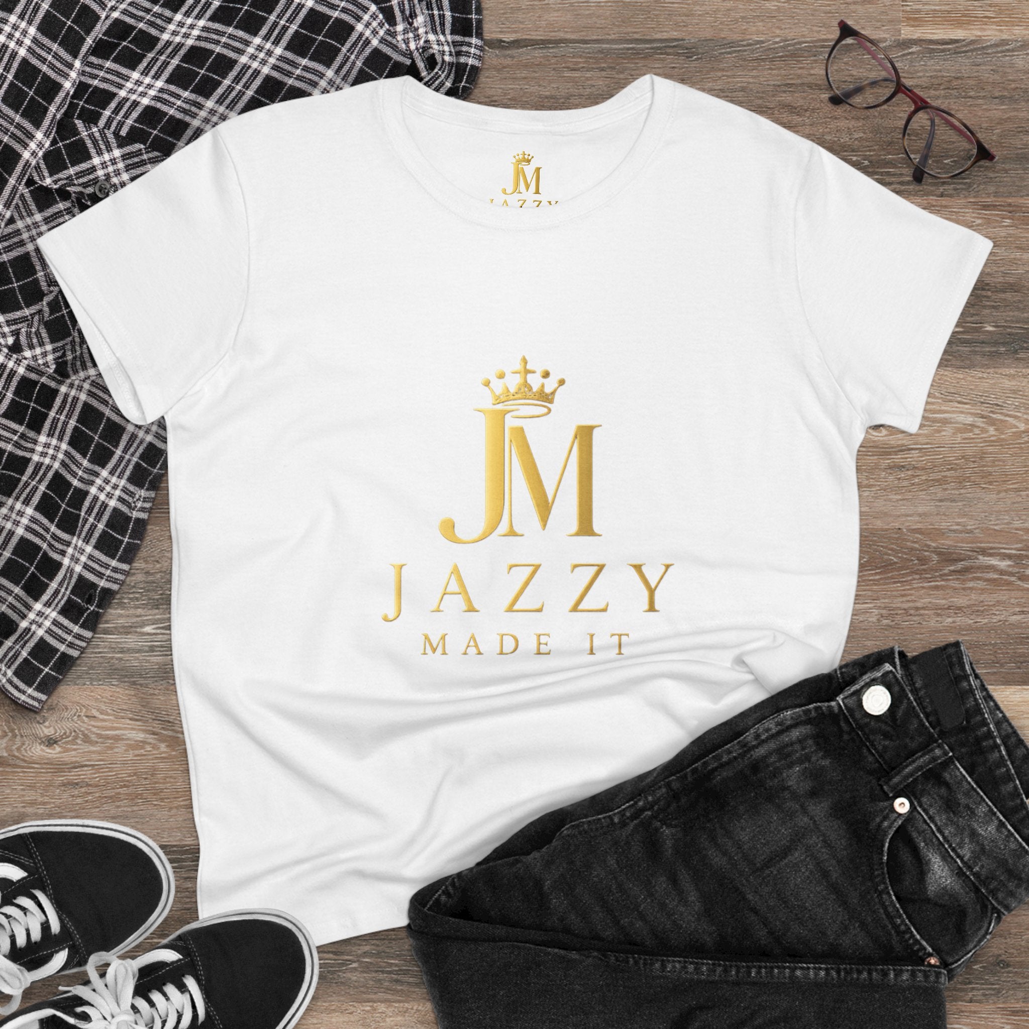 Women's Tee - "Jazzy Made It" Gold Crown Logo