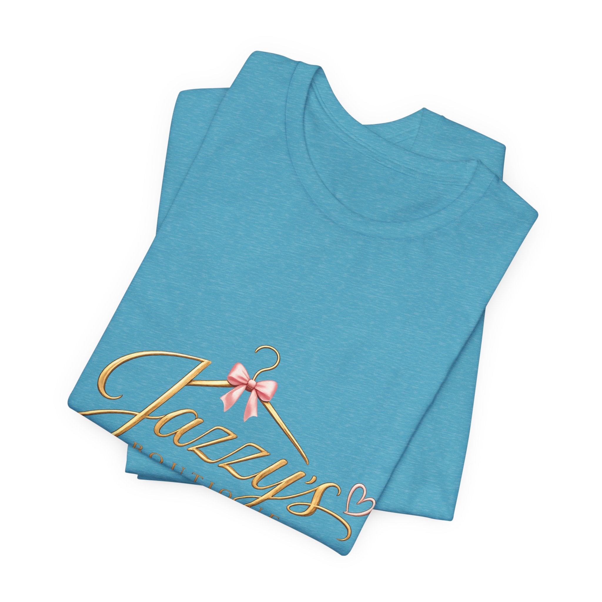 Boutique Logo Tee - "Jazzy's Boutique" Gold Script Women's Fashion T-Shirt