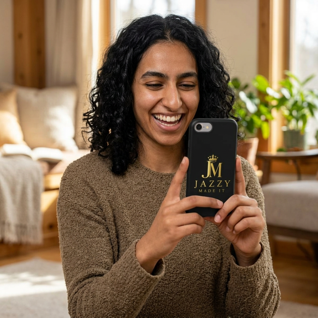 Phone Case — "Jazzy Made It" Black & Gold Tough Case