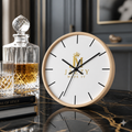 Minimalist Gold Crest Wall Clock — 'Jazzy Made It' Logo Decorative Clock