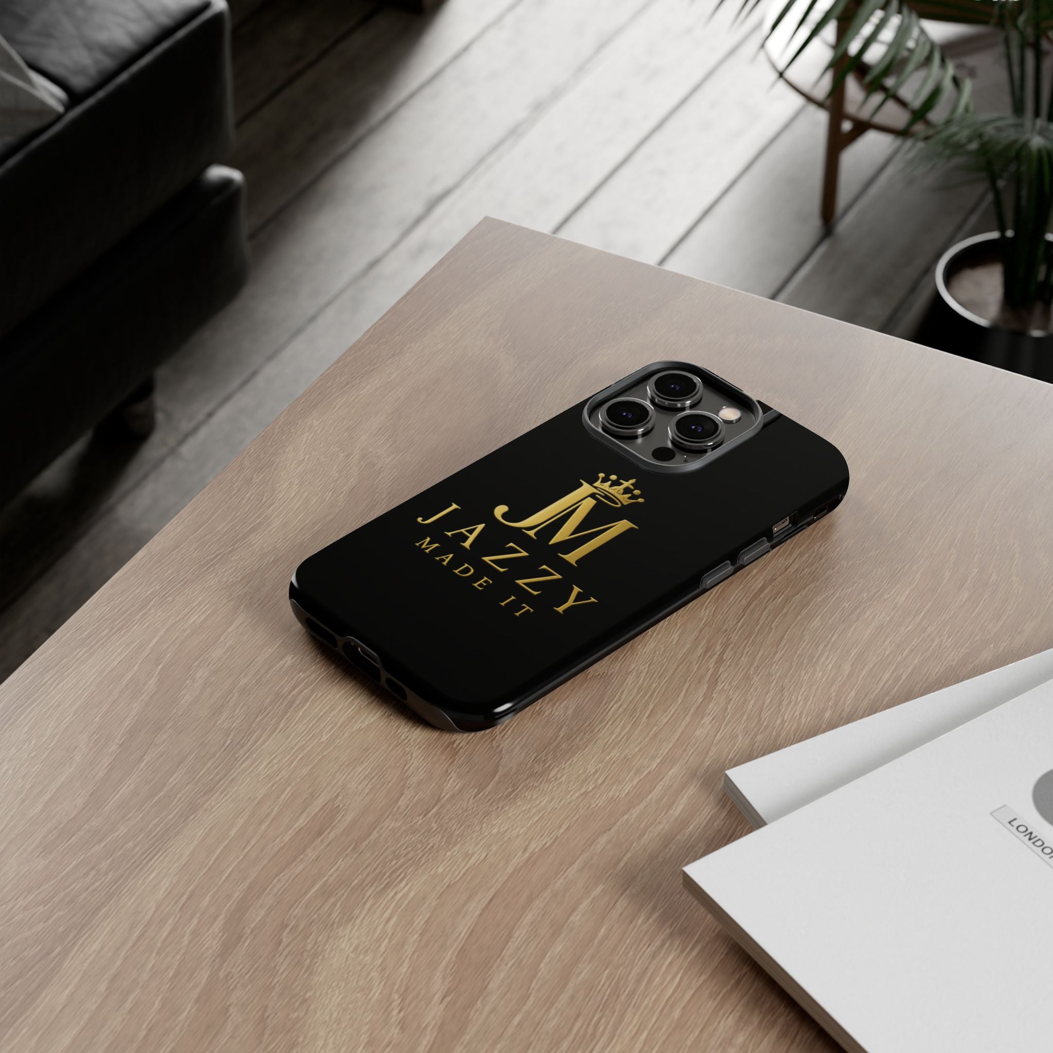 Phone Case — "Jazzy Made It" Black & Gold Tough Case