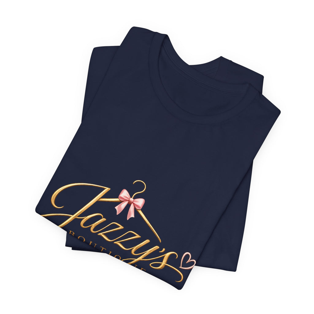 Boutique Logo Tee - "Jazzy's Boutique" Gold Script Women's Fashion T-Shirt