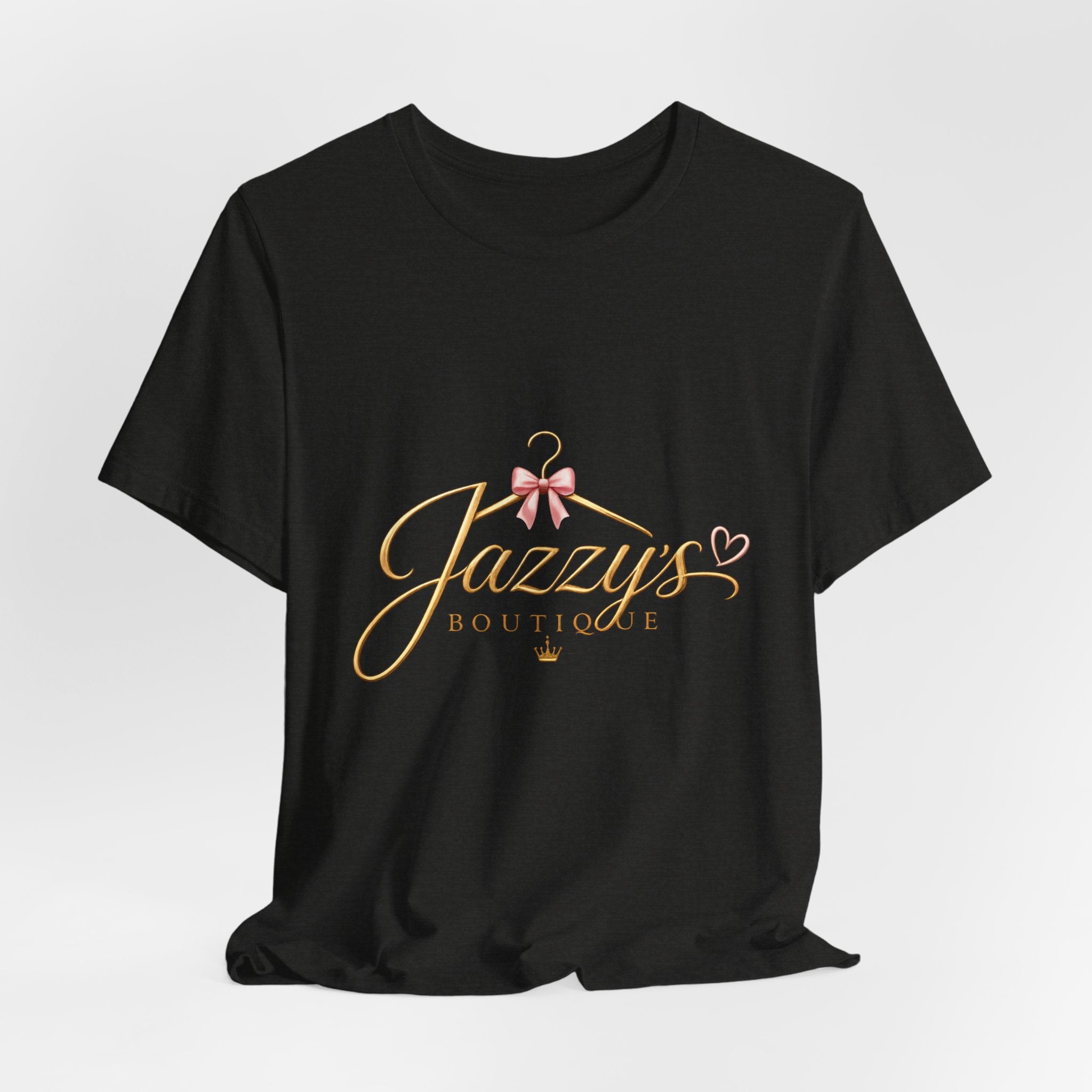 Boutique Logo Tee - "Jazzy's Boutique" Gold Script Women's Fashion T-Shirt
