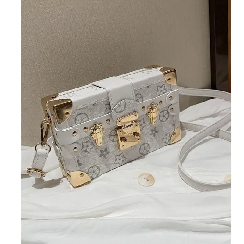 Vintage Printed Ladies Box Bag High Appearance Level New Luxury Retro Bag Flower Printed Square Bag Single Shoulder Ladies Bag W