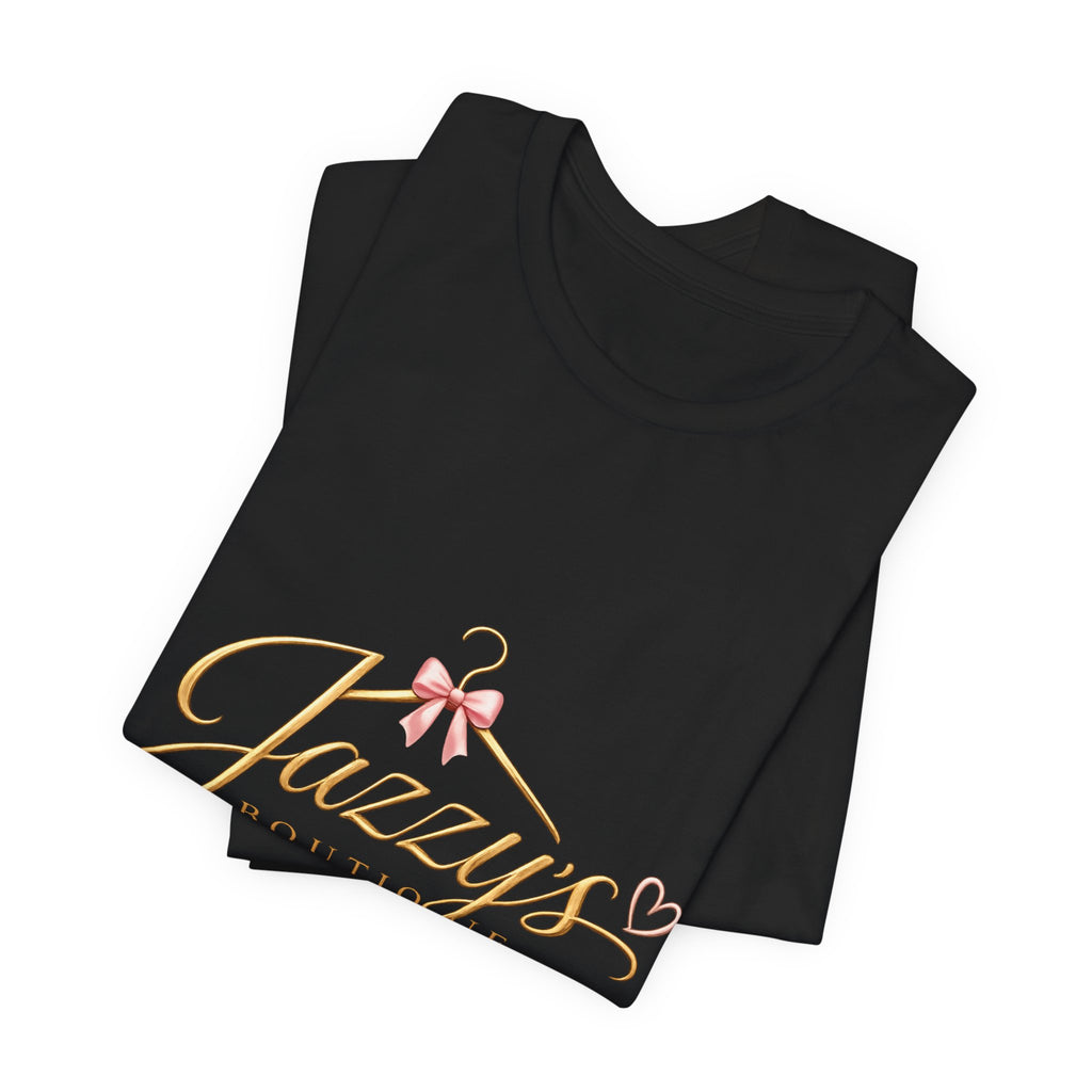 Boutique Logo Tee - "Jazzy's Boutique" Gold Script Women's Fashion T-Shirt