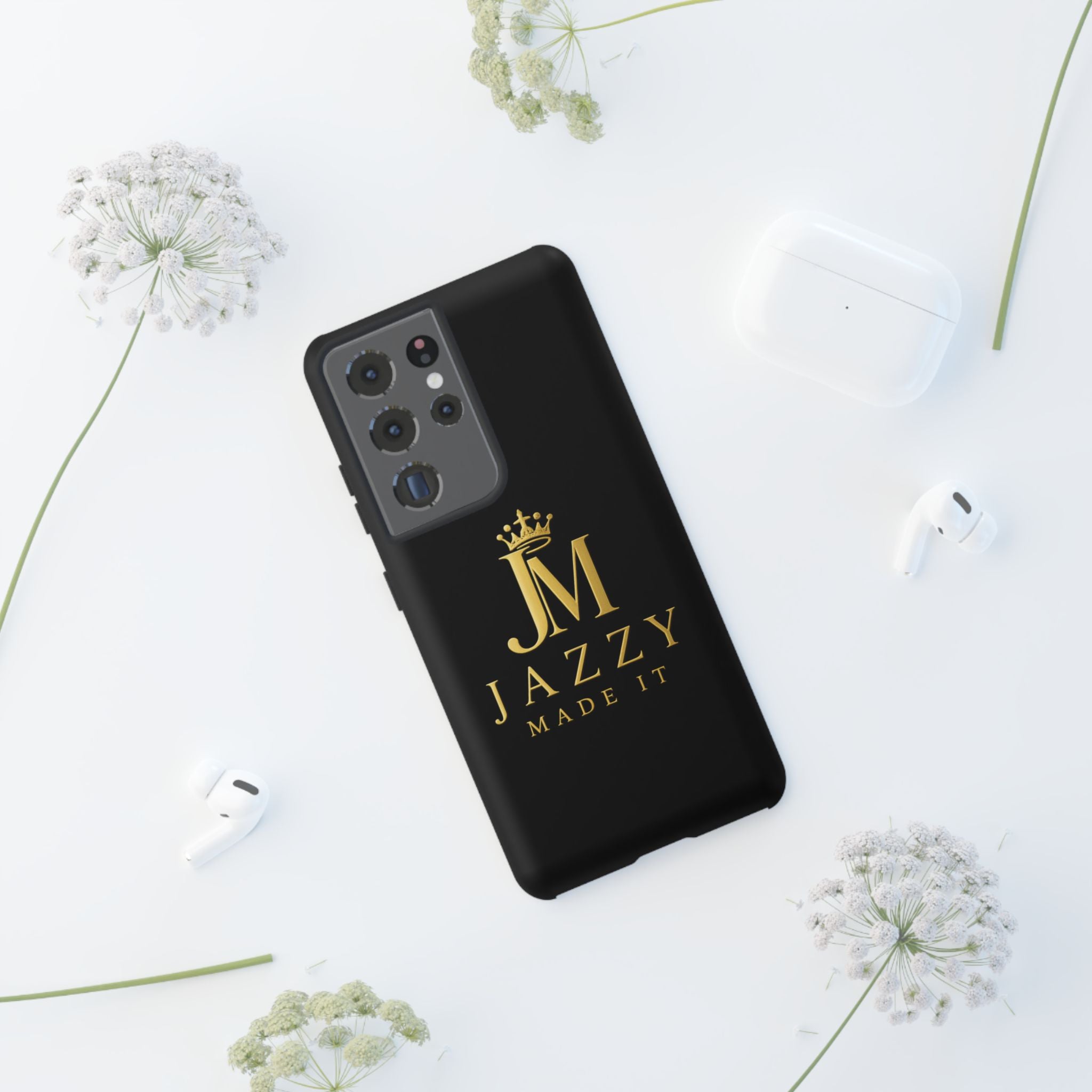 Phone Case — "Jazzy Made It" Black & Gold Tough Case