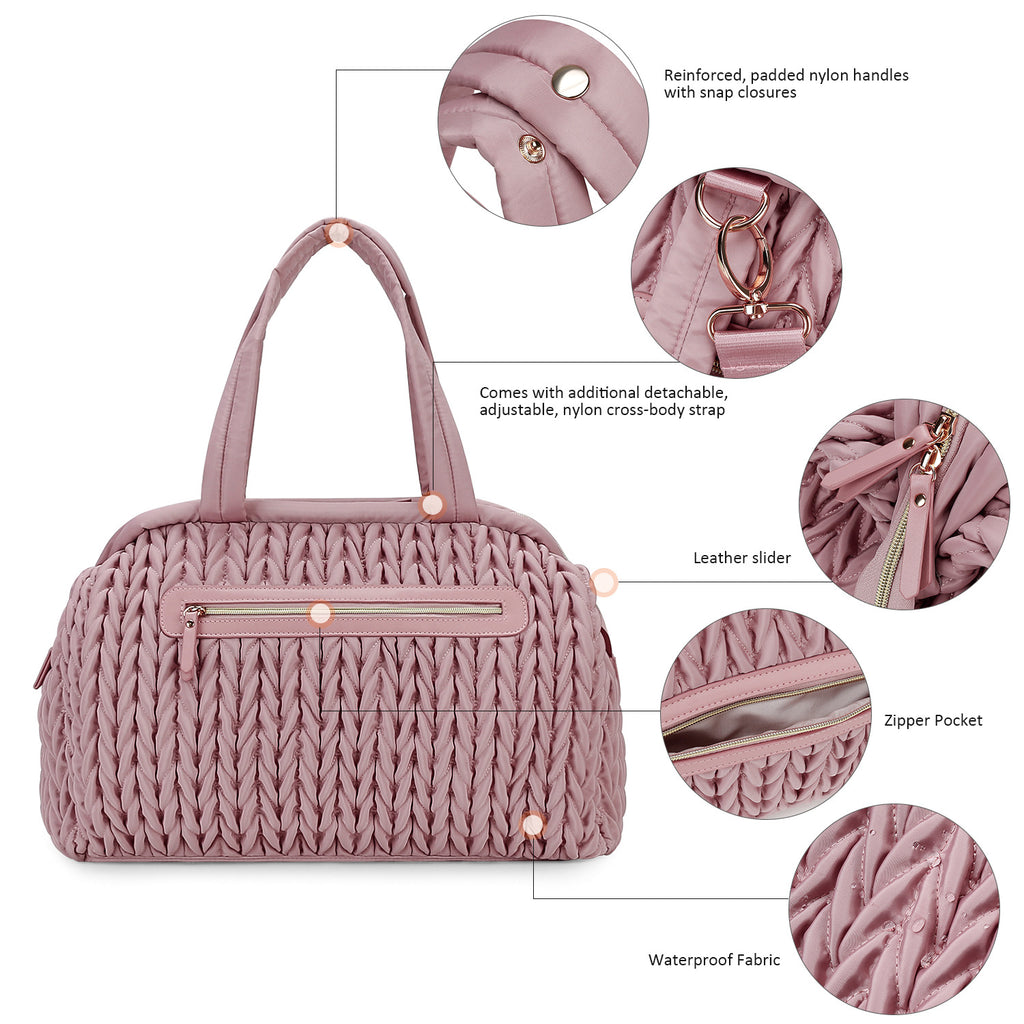 Quilted Embroidery Insulated Mother Baby Bag