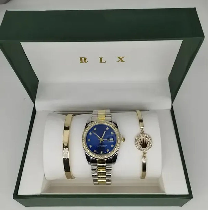3Pcs Set Watch Luxury Designer High Quality Women Pink Dial Hollow Strap Fashion Gold Bracelet Quartz Wristwatch Student Ladies Watches Reloj Mujer with Box A3269
