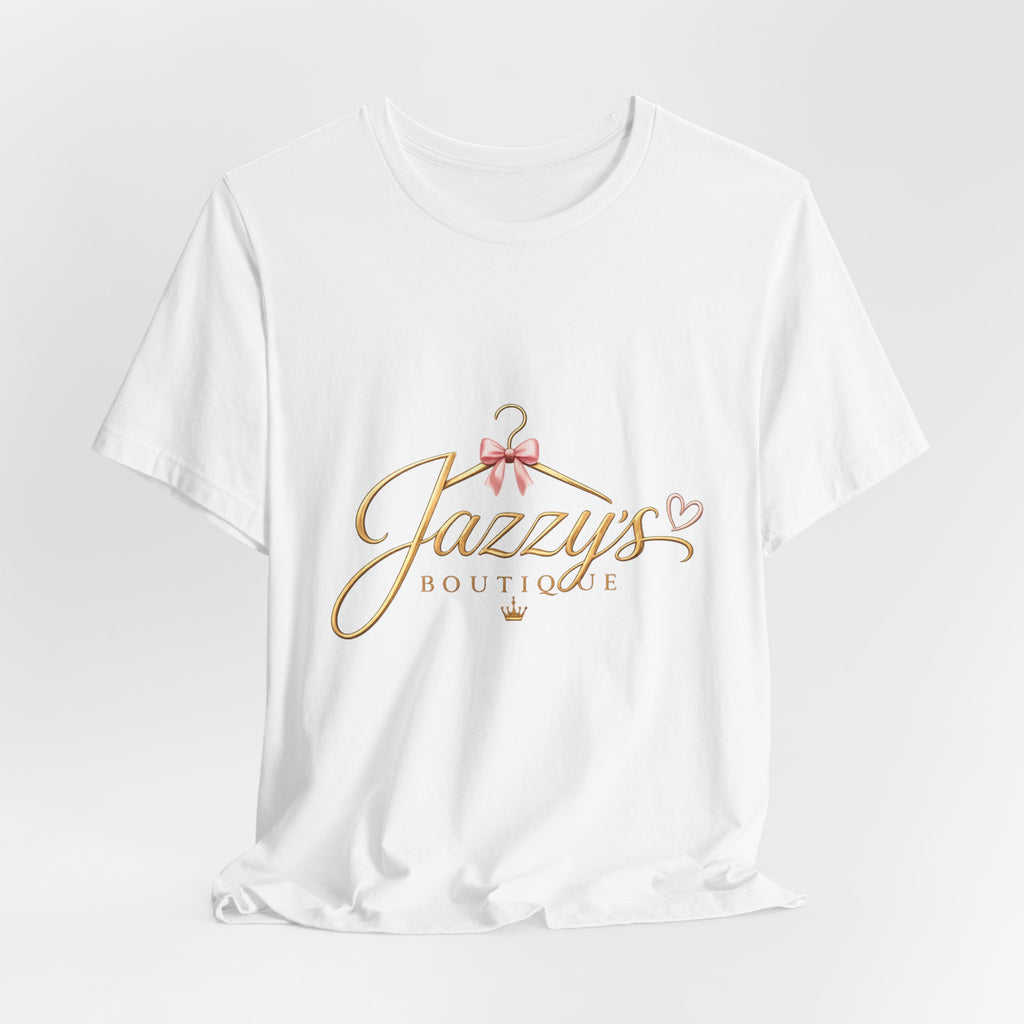 Boutique Logo Tee - "Jazzy's Boutique" Gold Script Women's Fashion T-Shirt
