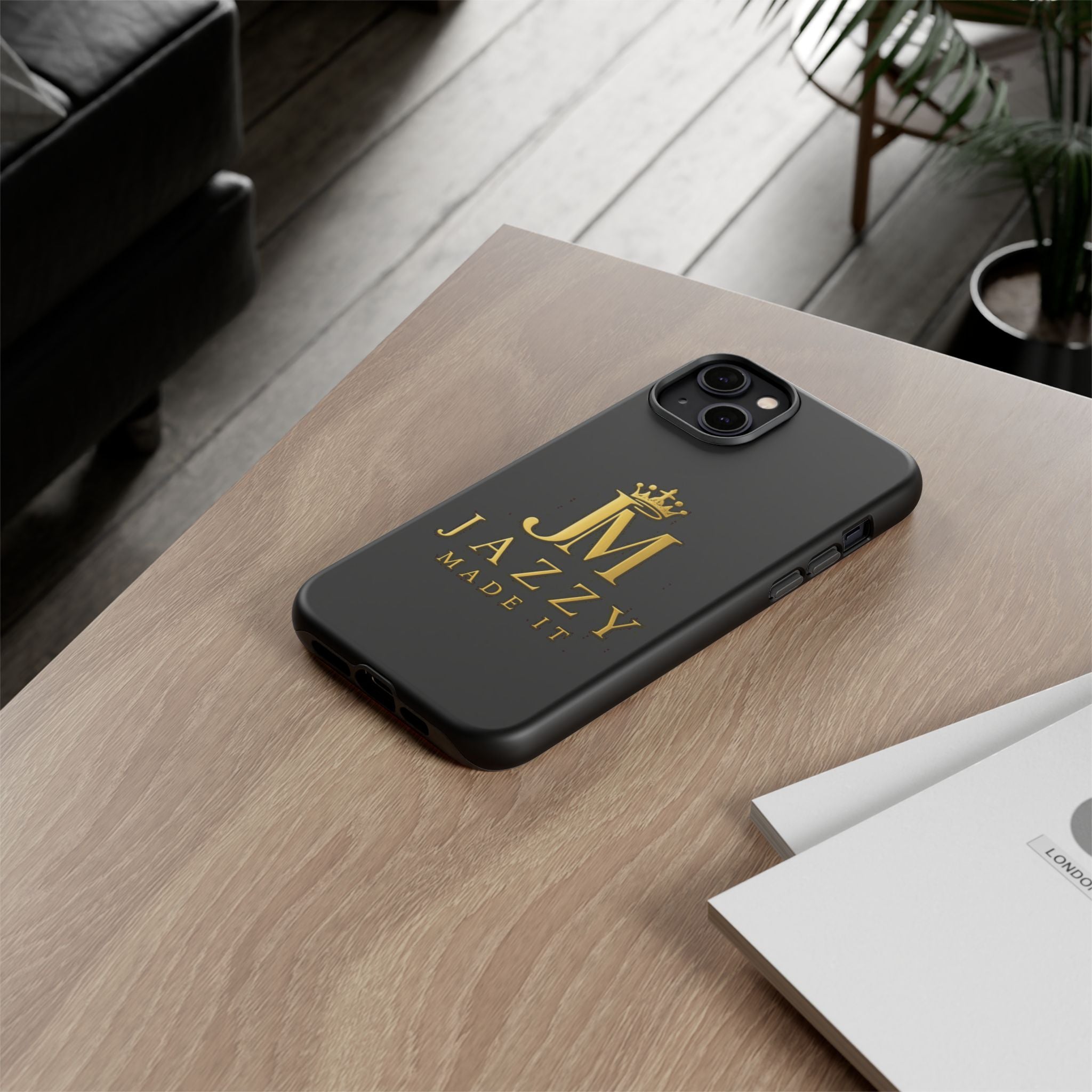 Phone Case — "Jazzy Made It" Black & Gold Tough Case