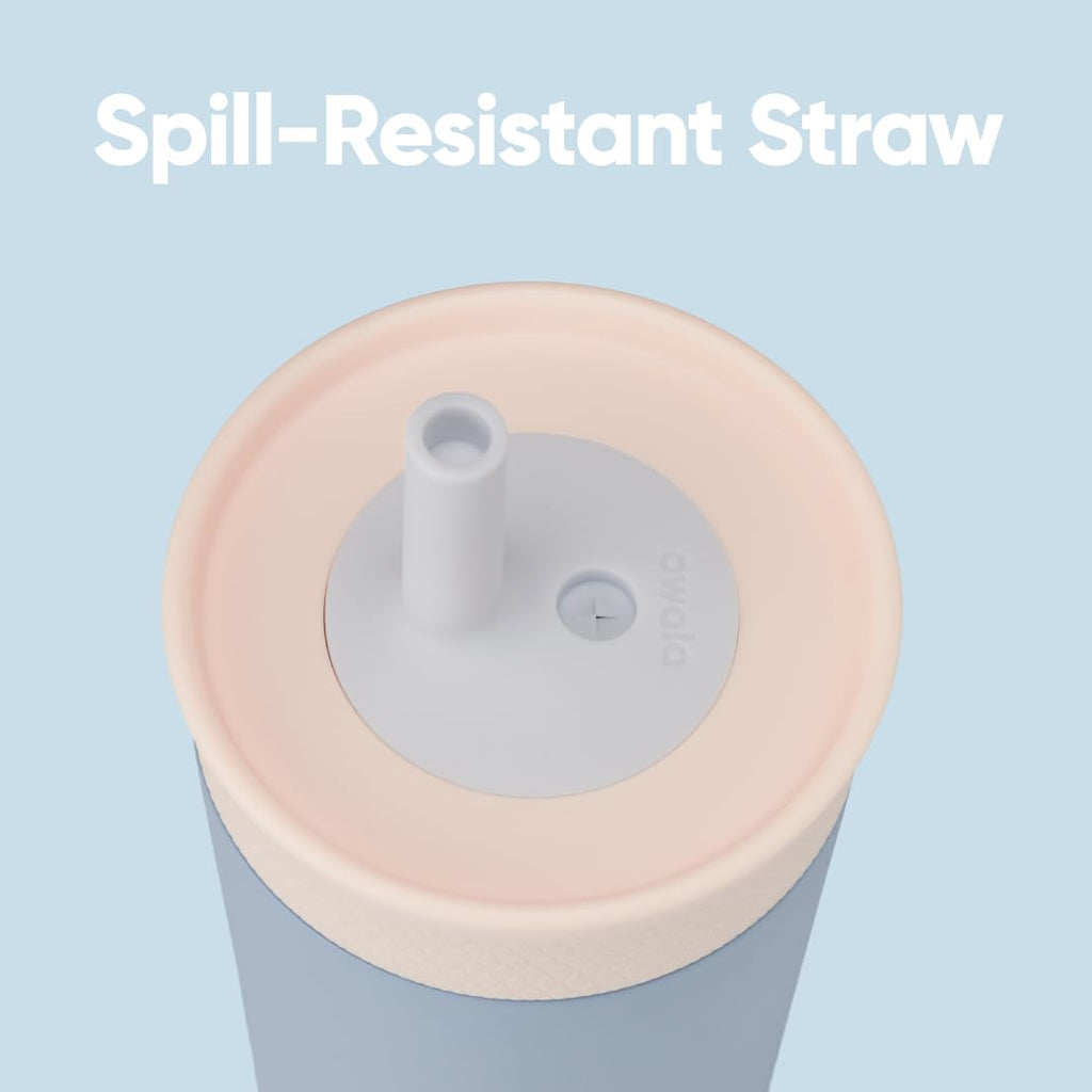 Owala Kids Insulation Stainless Steel Tumbler with Spill Resistant Flexible Straw, Easy to Clean, Kids Water Bottle, Great for Travel, Dishwasher Safe, 12 Oz, Pink and Purple (Lilac Rocket)