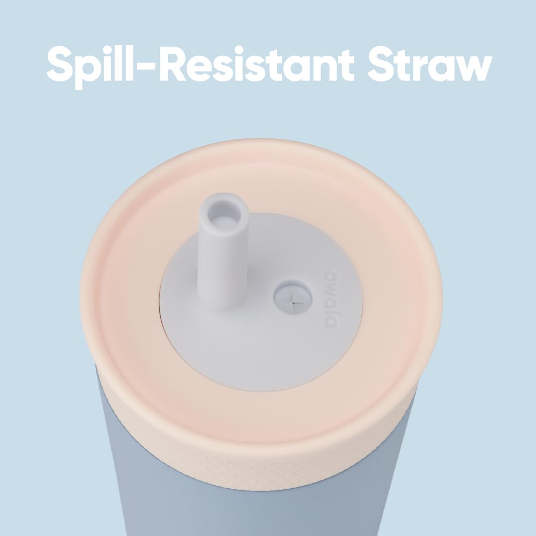 Owala Kids Insulation Stainless Steel Tumbler with Spill Resistant Flexible Straw, Easy to Clean, Kids Water Bottle, Great for Travel, Dishwasher Safe, 12 Oz, Pink and Purple (Lilac Rocket)
