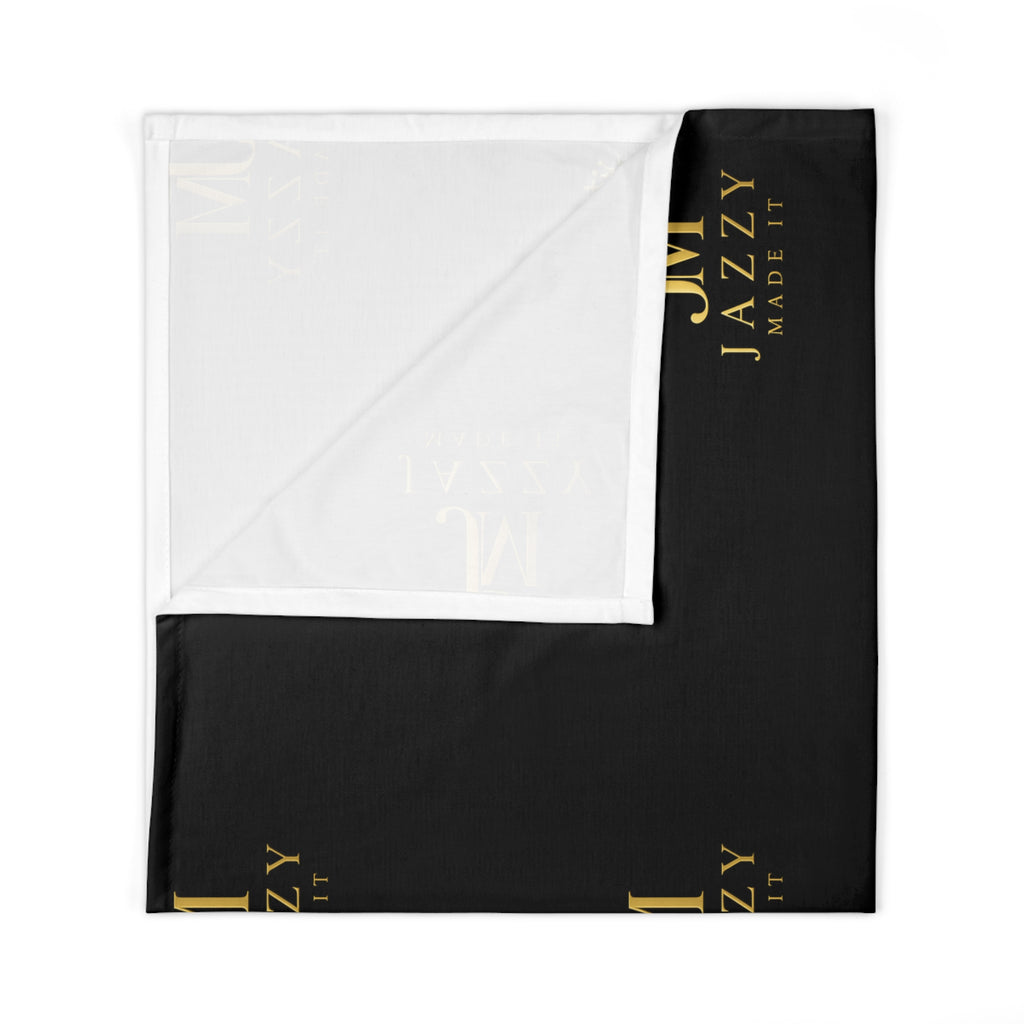 Jazzy's Boutique Baby Swaddle Blanket – Personalized Pink Bow & Gold Script Nursery Wrap