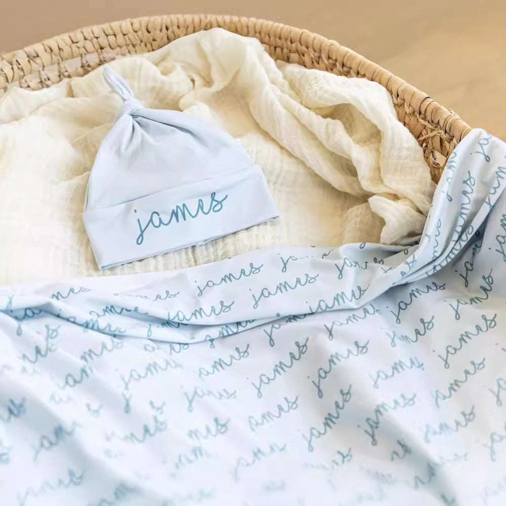 Personalized Baby Swaddle Blanket Letter Print