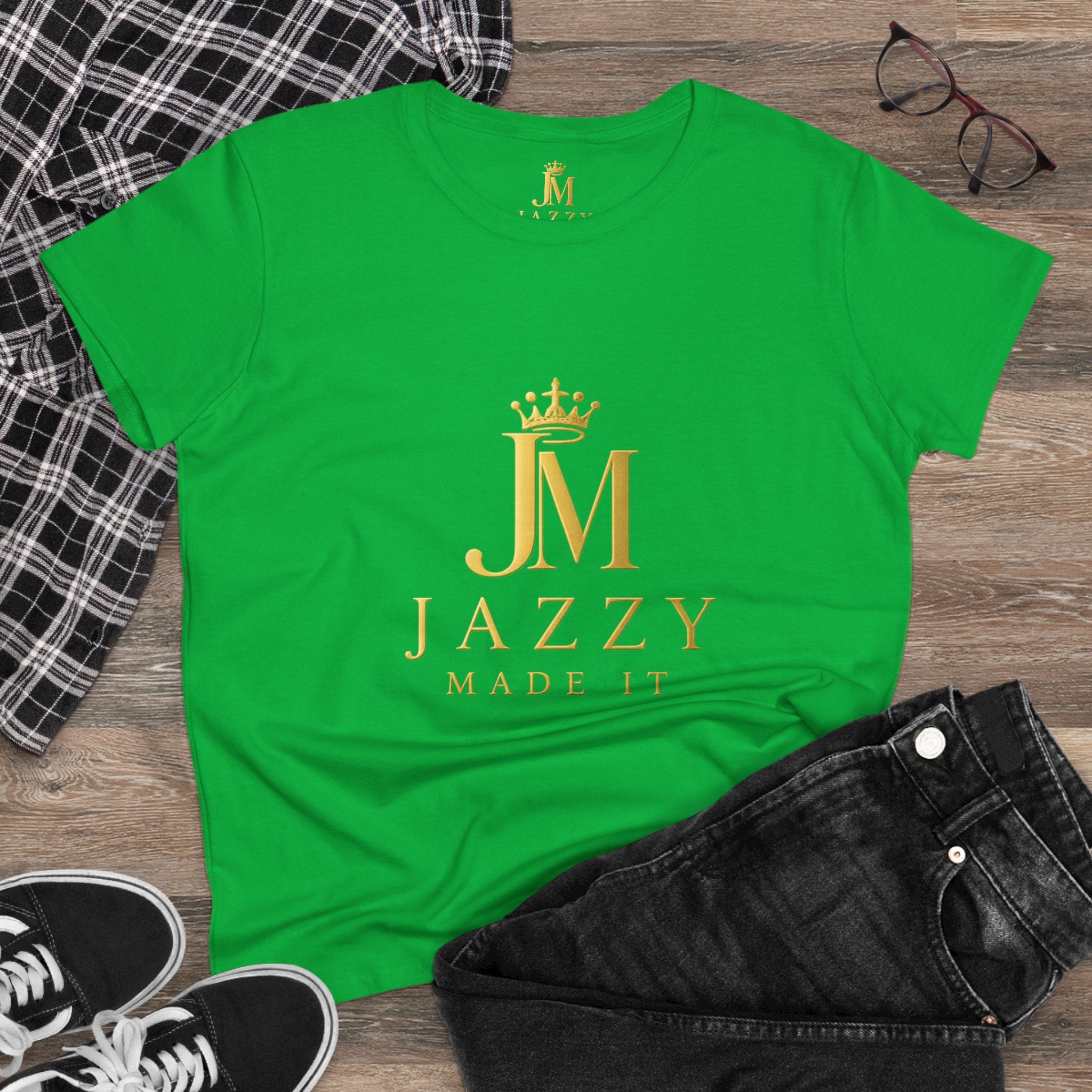 Women's Tee - "Jazzy Made It" Gold Crown Logo