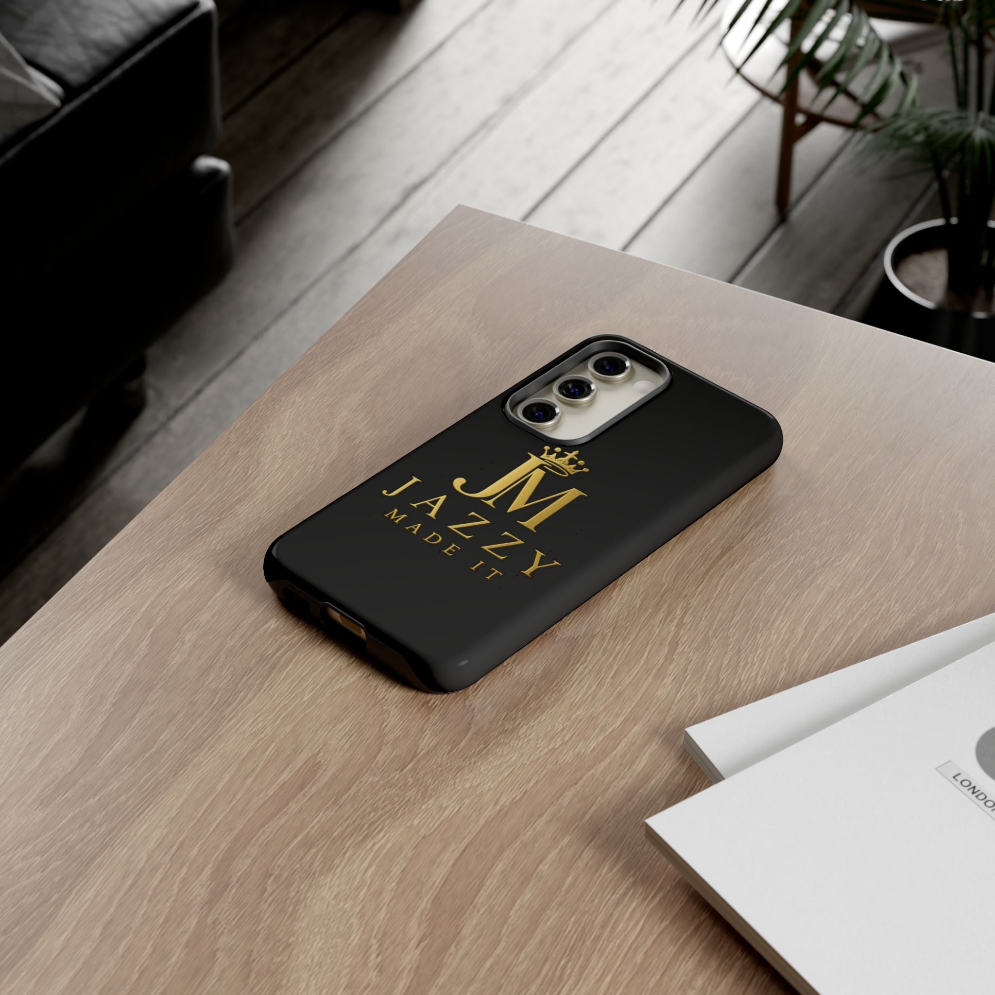 Phone Case — "Jazzy Made It" Black & Gold Tough Case