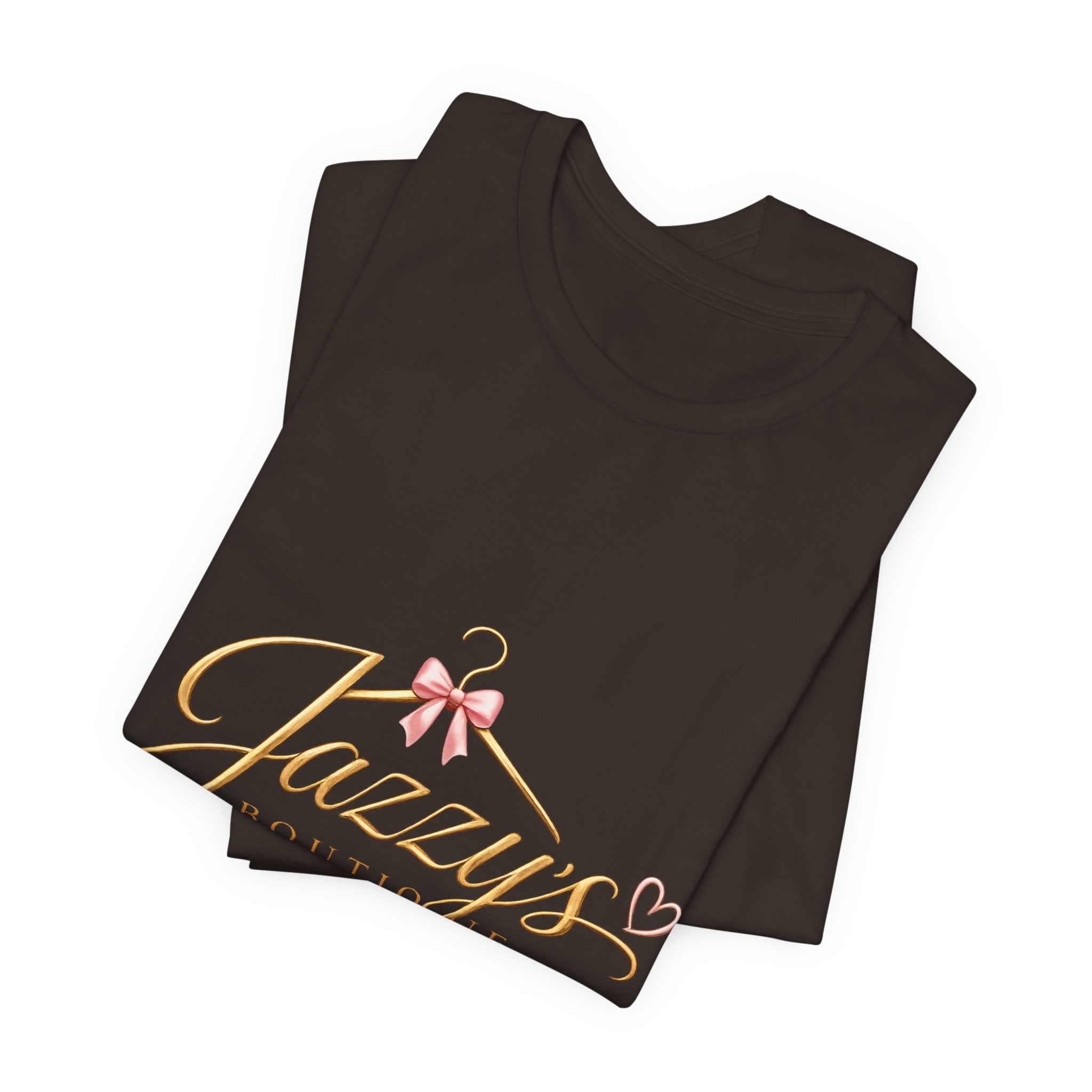 Boutique Logo Tee - "Jazzy's Boutique" Gold Script Women's Fashion T-Shirt