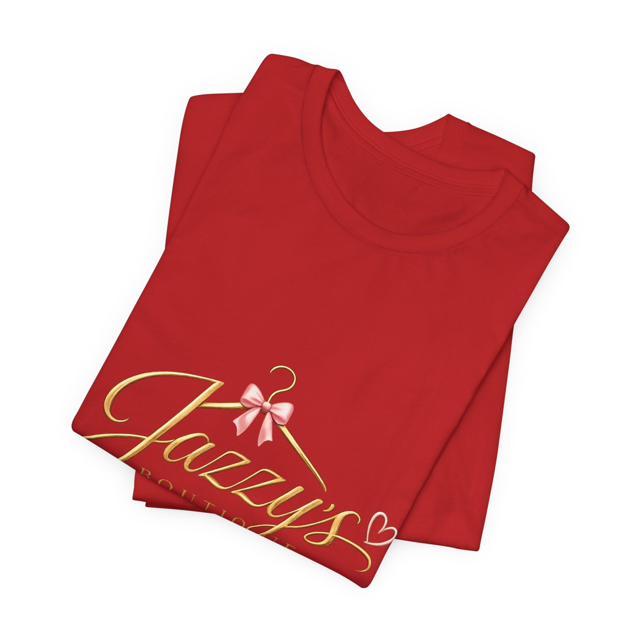 Boutique Logo Tee - "Jazzy's Boutique" Gold Script Women's Fashion T-Shirt