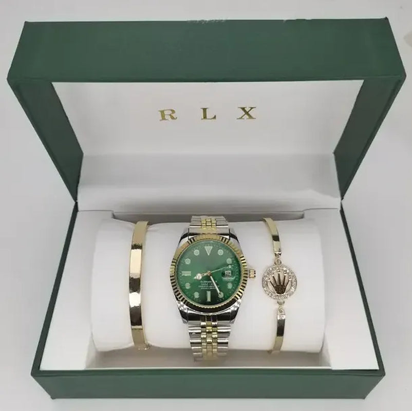 3Pcs Set Watch Luxury Designer High Quality Women Pink Dial Hollow Strap Fashion Gold Bracelet Quartz Wristwatch Student Ladies Watches Reloj Mujer with Box A3269