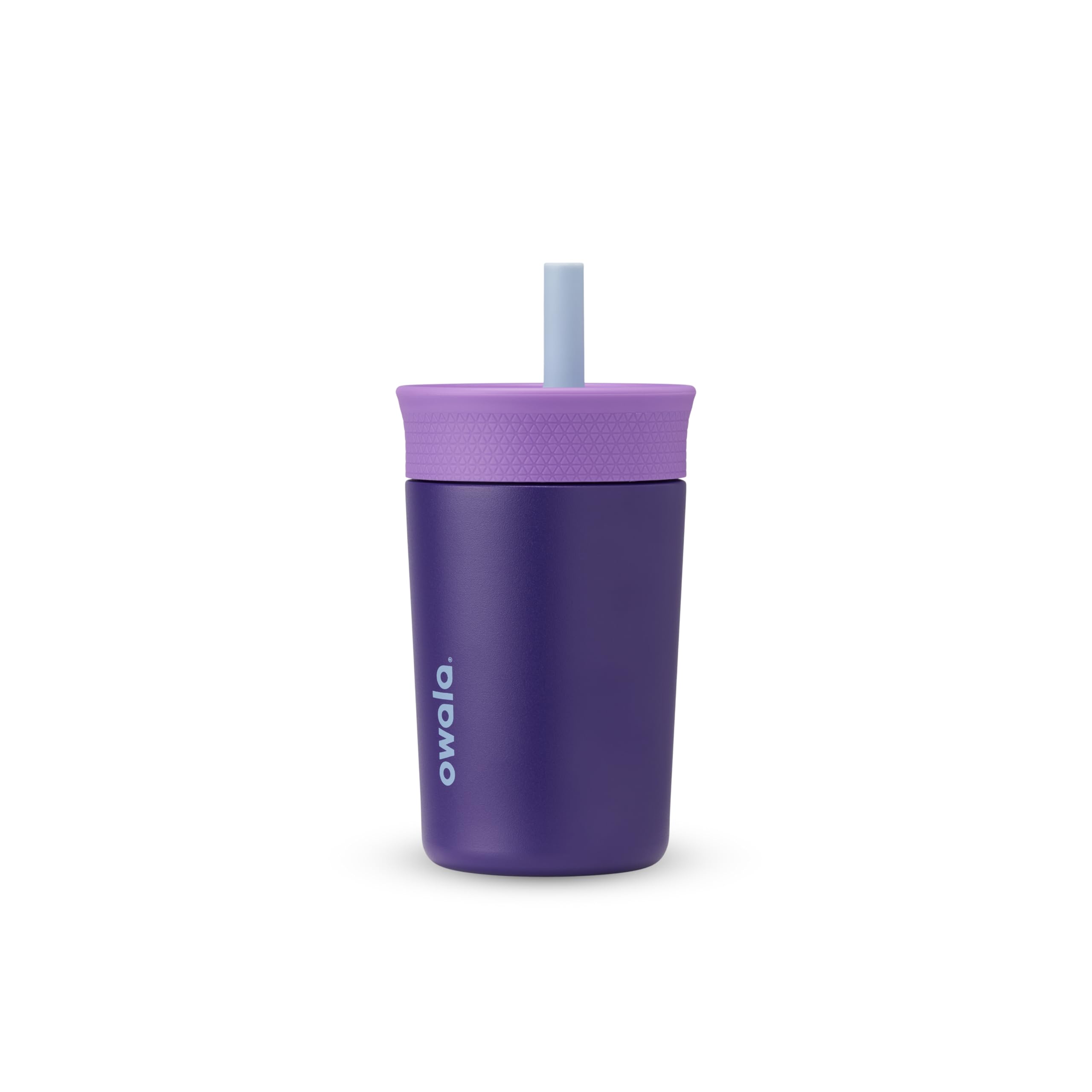 Owala Kids Insulation Stainless Steel Tumbler with Spill Resistant Flexible Straw, Easy to Clean, Kids Water Bottle, Great for Travel, Dishwasher Safe, 12 Oz, Pink and Purple (Lilac Rocket)