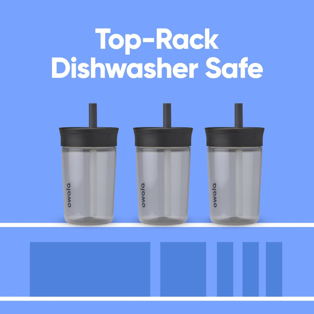 Owala Kids Insulation Stainless Steel Tumbler with Spill Resistant Flexible Straw, Easy to Clean, Kids Water Bottle, Great for Travel, Dishwasher Safe, 12 Oz, Pink and Purple (Lilac Rocket)