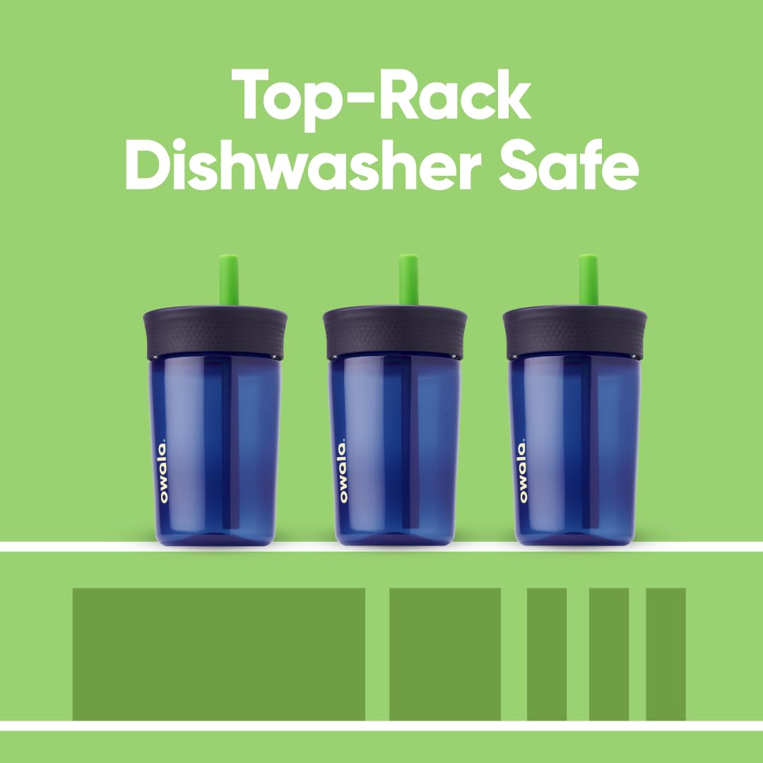 Owala Kids Insulation Stainless Steel Tumbler with Spill Resistant Flexible Straw, Easy to Clean, Kids Water Bottle, Great for Travel, Dishwasher Safe, 12 Oz, Pink and Purple (Lilac Rocket)